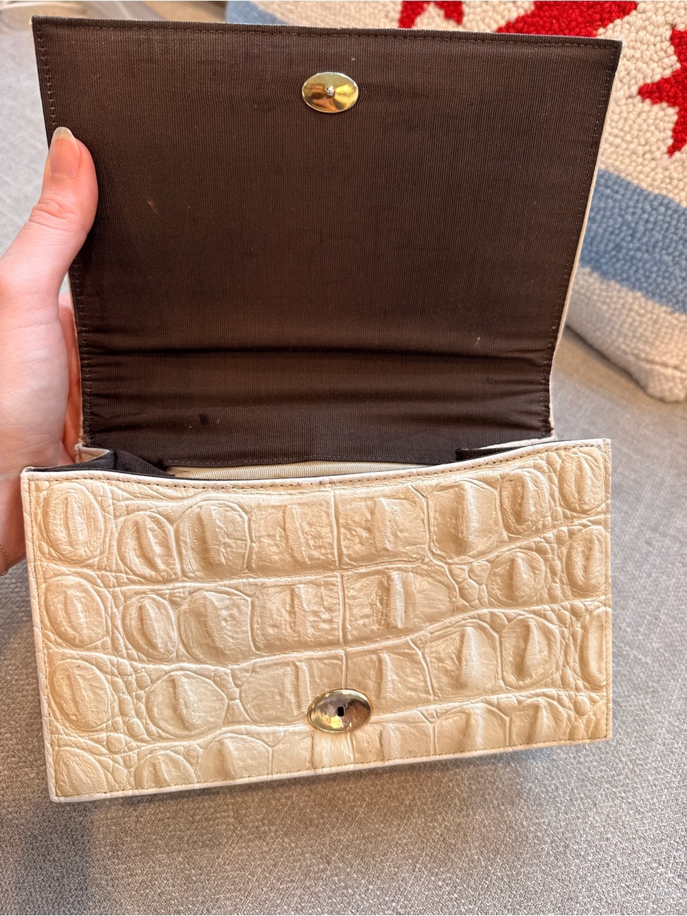 Vintage Genuine Alligator Box Bag Gold Hardware Crystal Accents - Picture 6 of 6